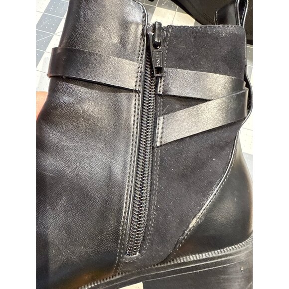 H&M Black Ankle Boots Women Size 38 Faux Leather - Zip Closure, Buckle Strap, Lo - Picture 10 of 16